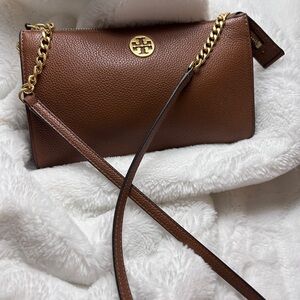 Tory Burch Brown Crossbody Bag with Gold Chain Detail